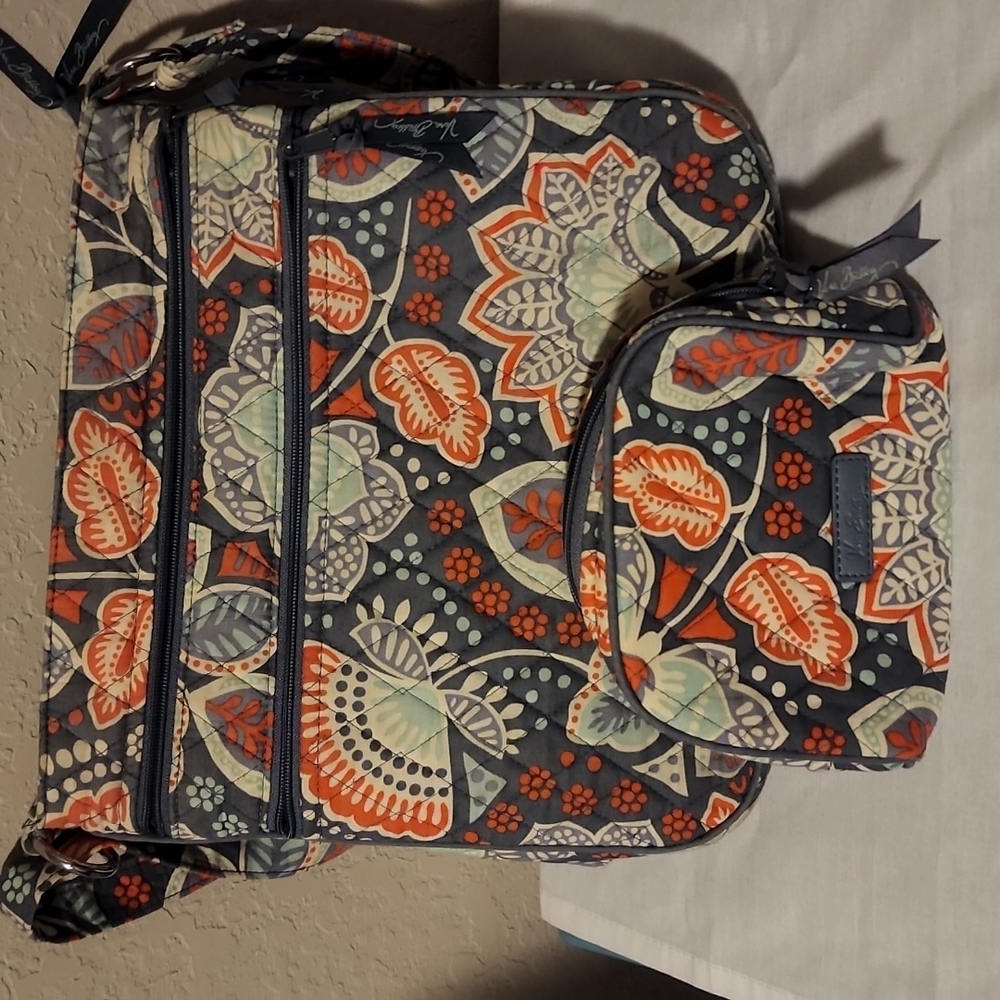 Vera Bradley Nomadic Floral Triple Zip Hipster with matching cosmetic bag